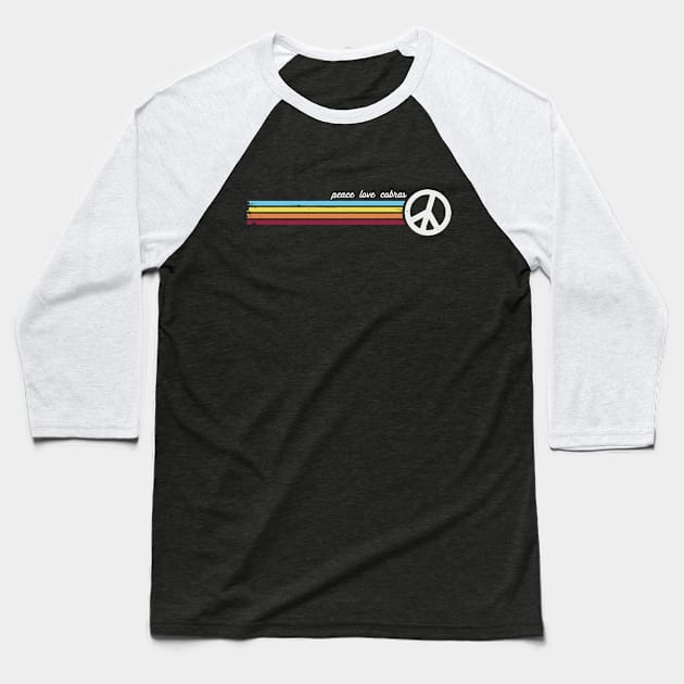Peace Love Cobras Baseball T-Shirt by Jitterfly